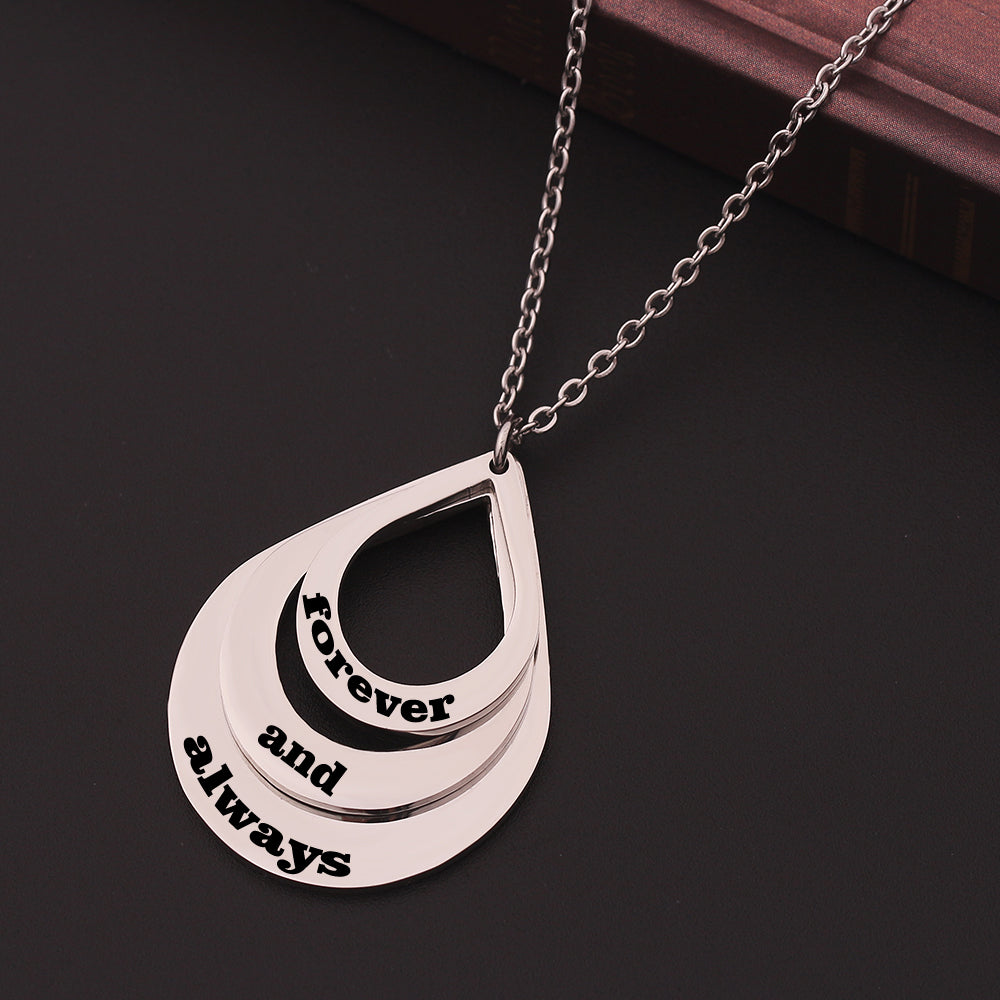 Customized 3 Water Droplet Engraving Name Stainless Steel Jewelry Pendant Necklaces For Women Personalized Gift