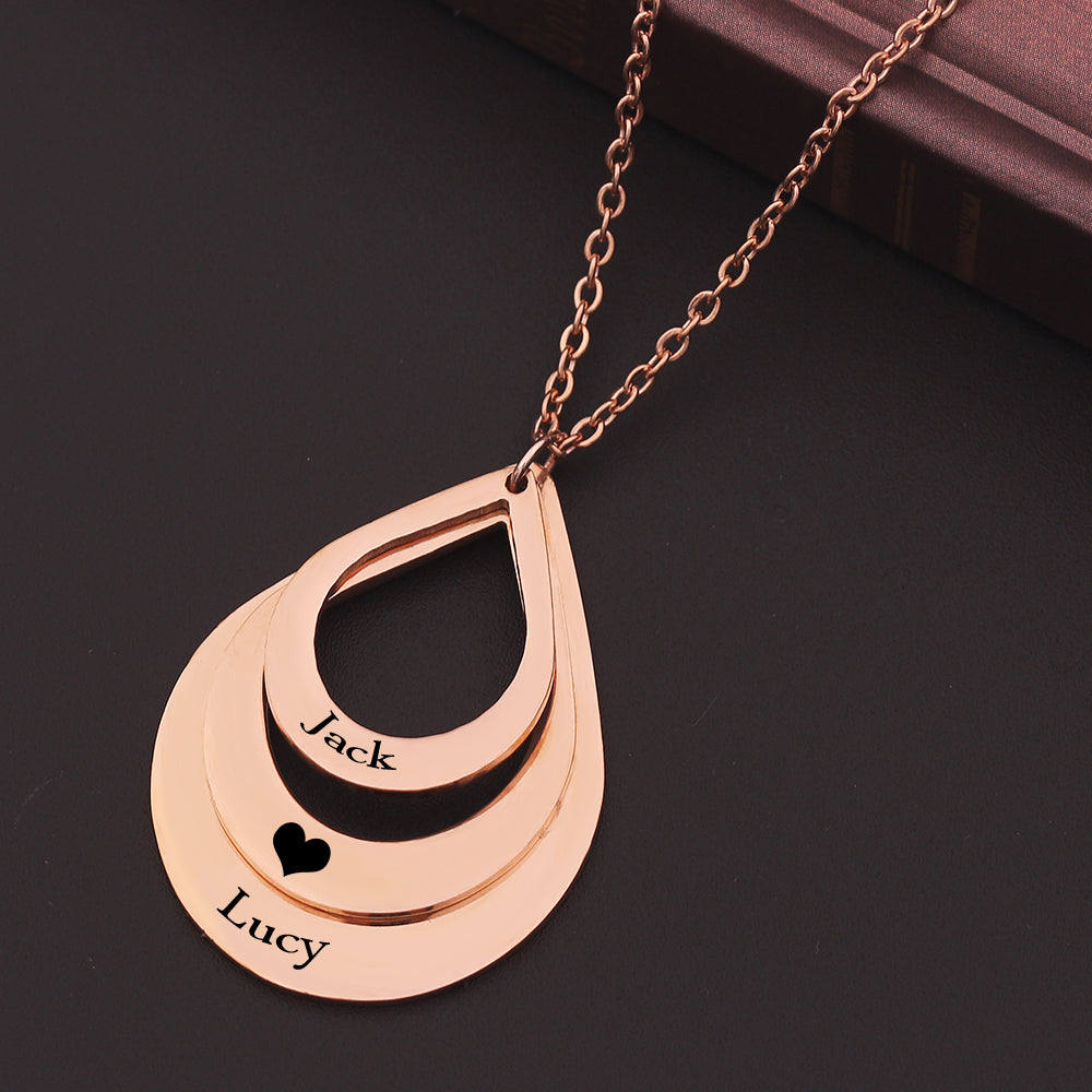 Customized 3 Water Droplet Engraving Name Stainless Steel Jewelry Pendant Necklaces For Women Personalized Gift
