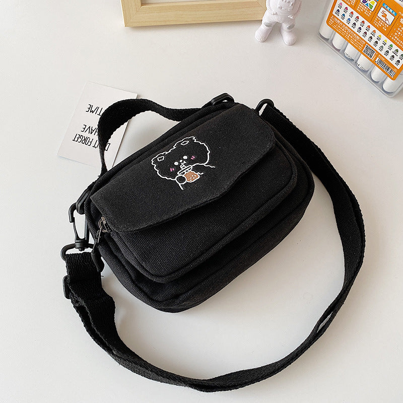 Canvas Small Square Bag Female Japanese Cute Student Print