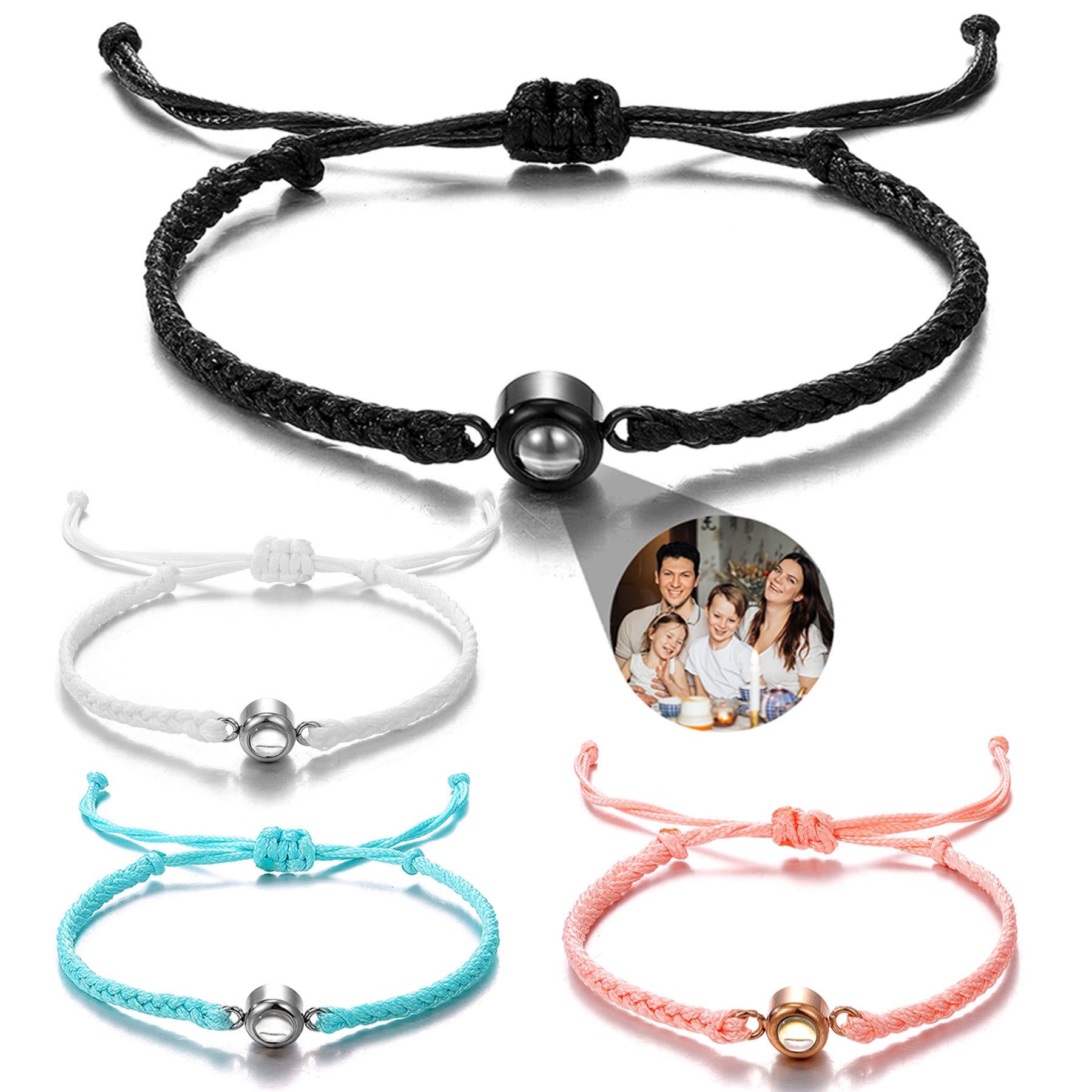 Projection Bracelets Circle Photo Bracelet Customized Colorful Woven Projection Bracelet Adjustable