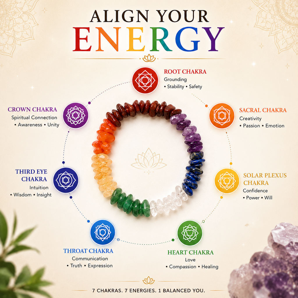 7 Chakra Crystal Bracelet – Natural Healing Stones