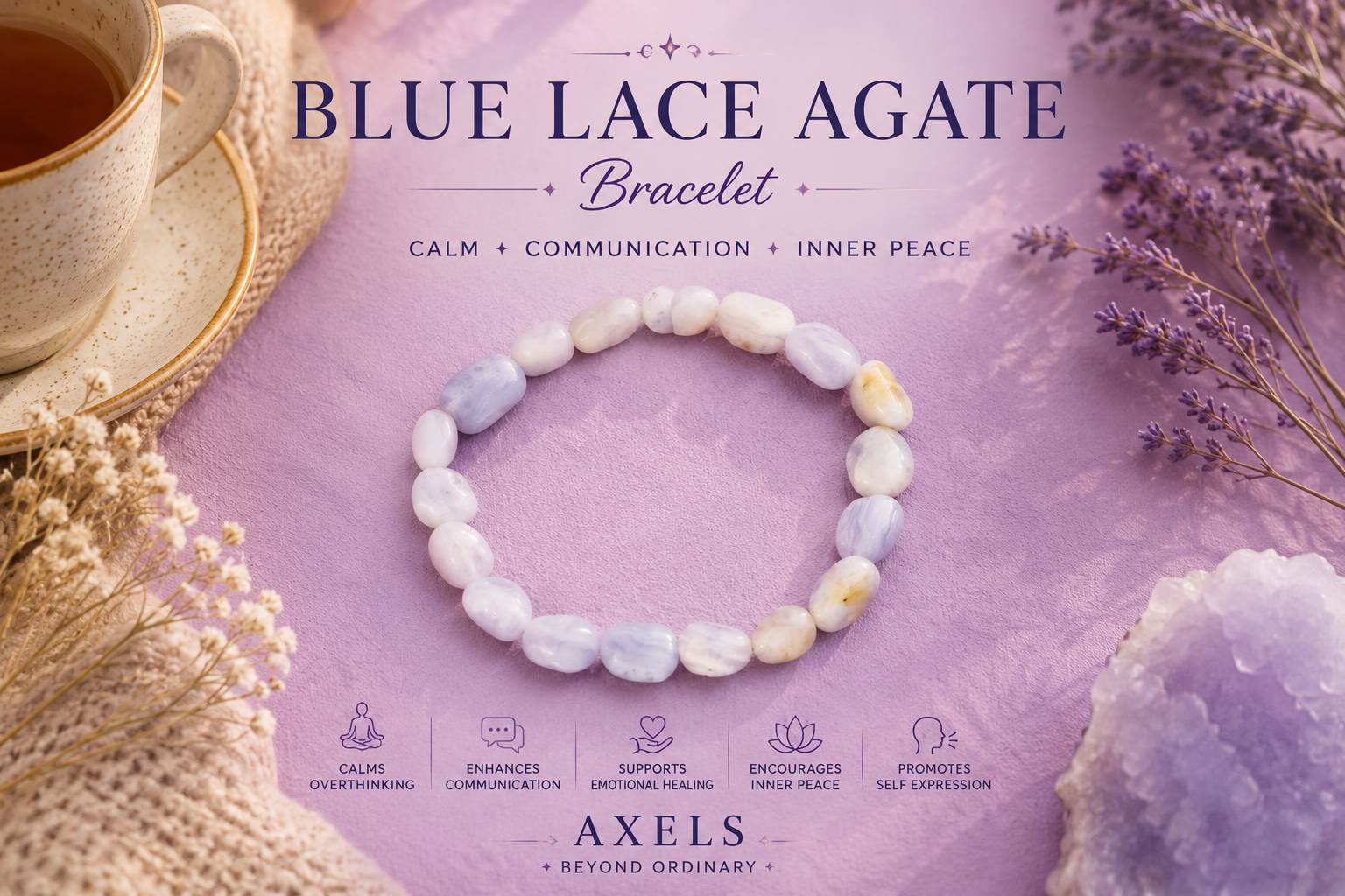 Blue Lace Agate Bracelet – Speak Freely, Feel Calm & Be Heard