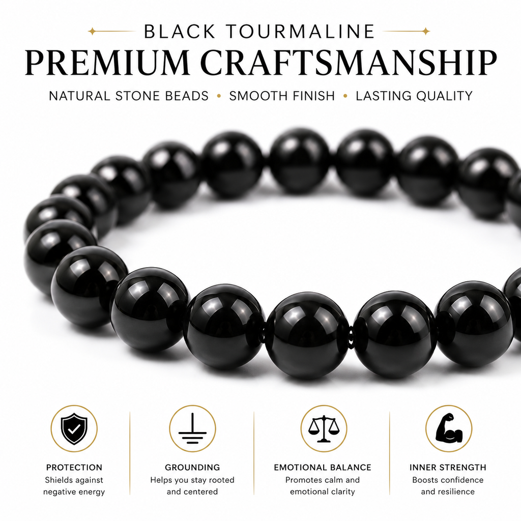Black Tourmaline Bracelet – Natural Protection Crystal