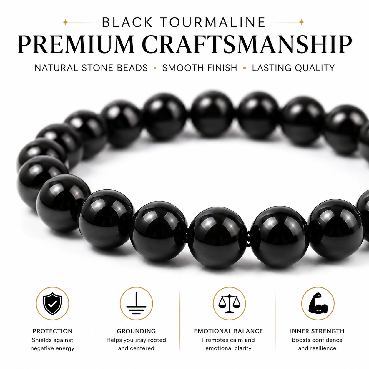 Black Tourmaline Bracelet – Natural Protection Crystal