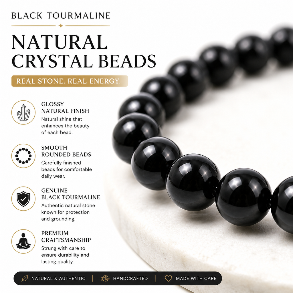 Black Tourmaline Bracelet – Natural Protection Crystal