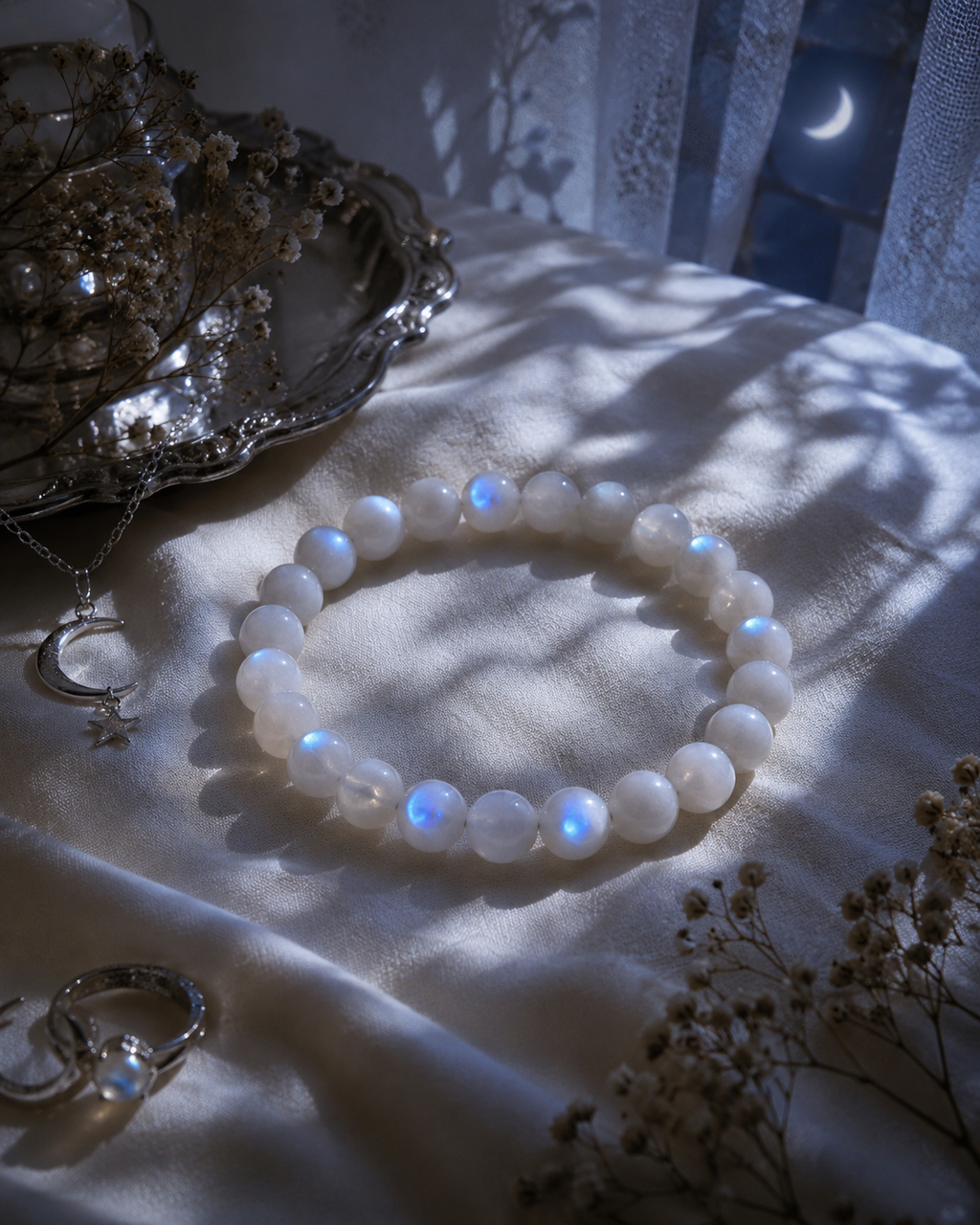 Rainbow Moonstone Bracelet – Calm, Intuition & New Beginnings