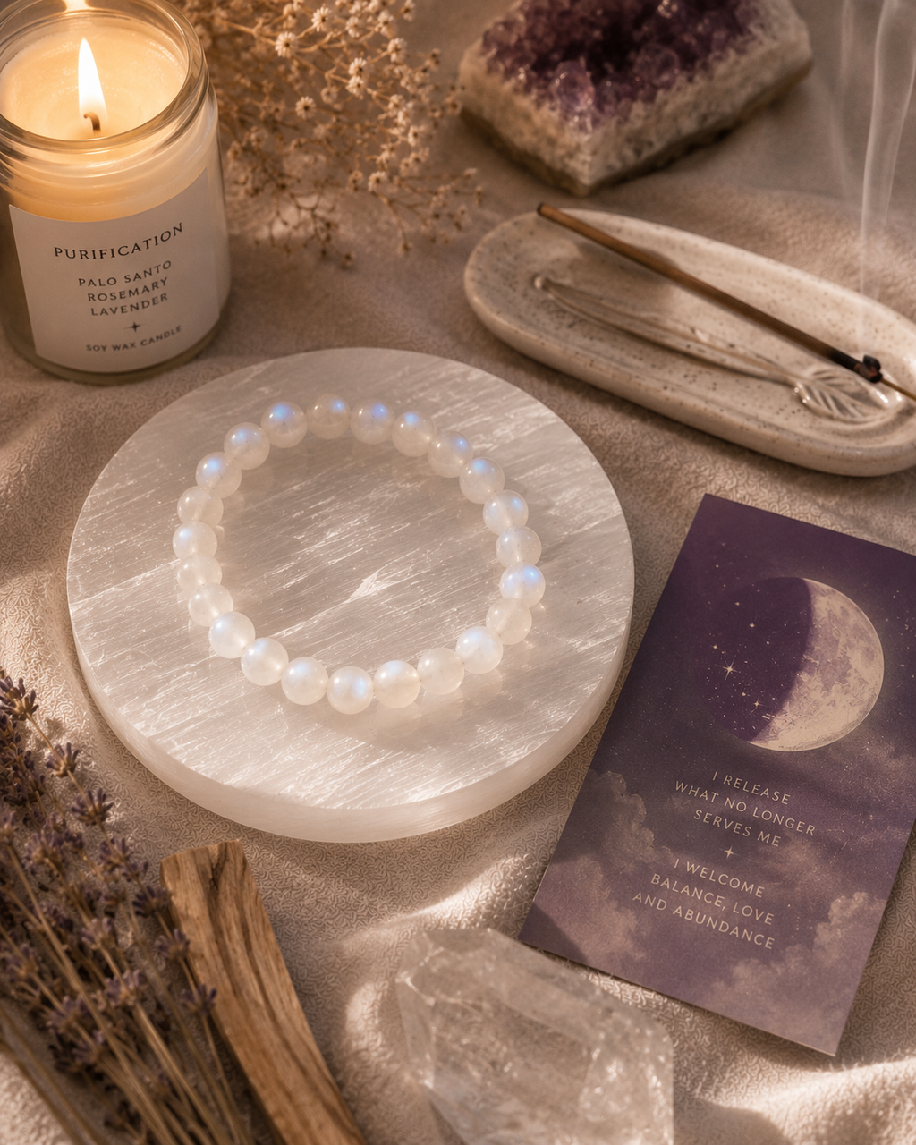 Rainbow Moonstone Bracelet – Calm, Intuition & New Beginnings