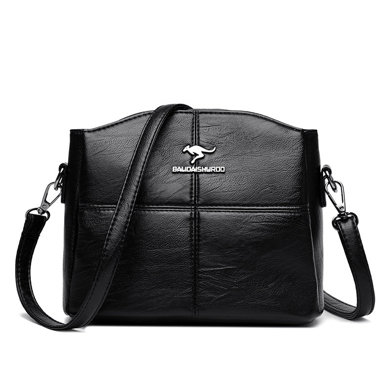 Korean-style Womens Shoulder Soft Leather Versatile Design Large Capacity And Embroidered Crossbody Bag