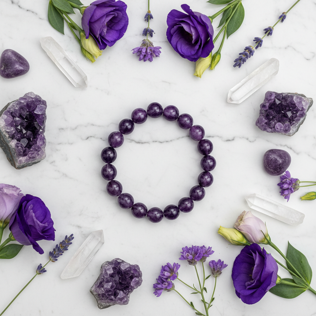 Amethyst Bracelet Flat Lay