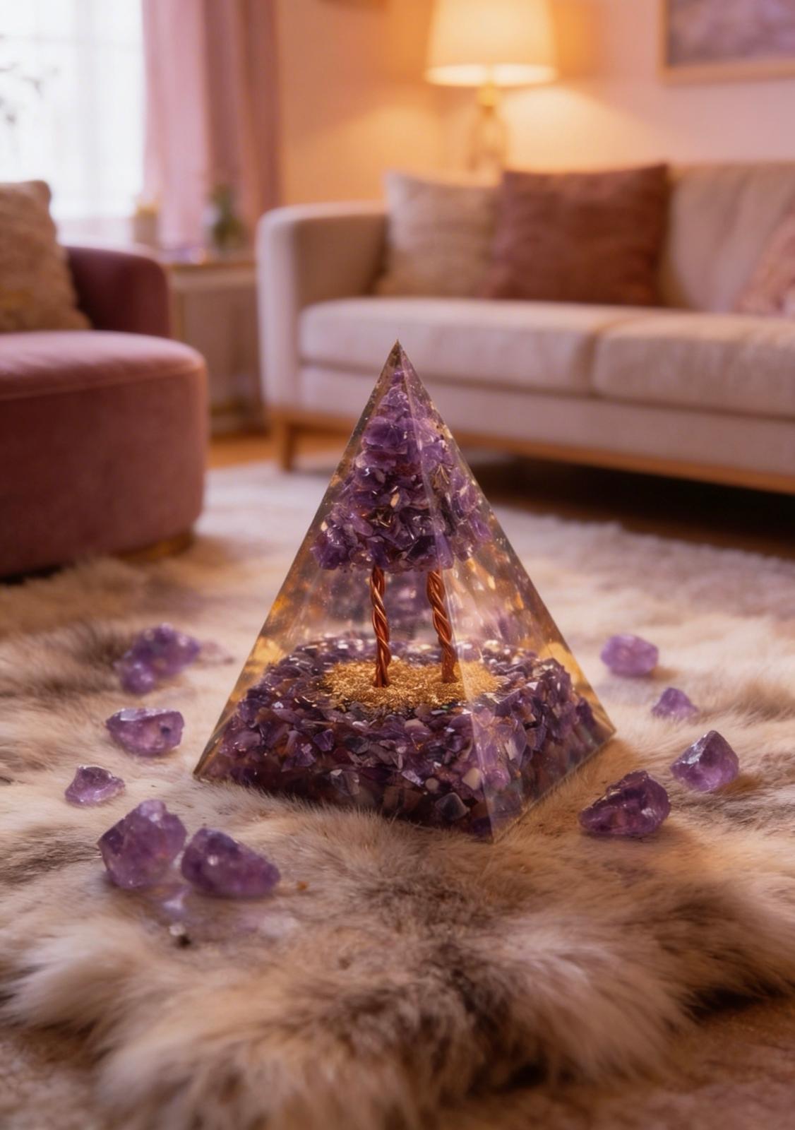 Amethyst Orgonite Pyramid – Protection, Calm & Spiritual Healing Energy