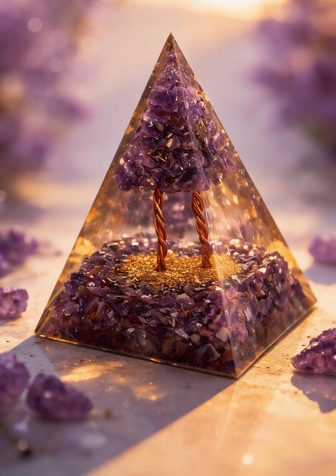 Amethyst Orgonite Pyramid – Protection, Calm & Spiritual Healing Energy