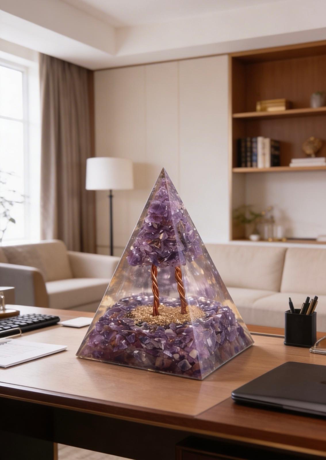 Amethyst Orgonite Pyramid – Protection, Calm & Spiritual Healing Energy