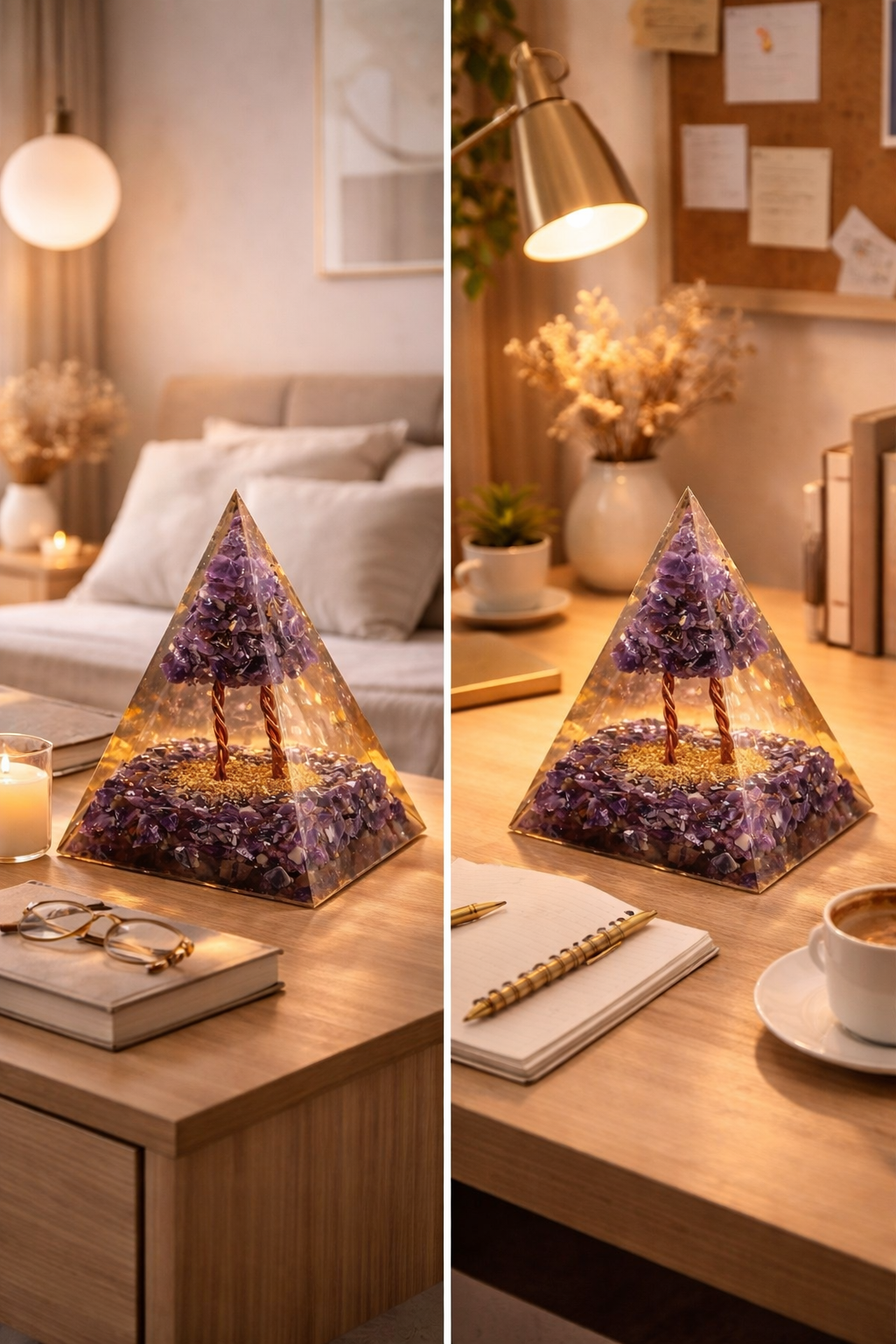 Amethyst Orgonite Pyramid – Protection, Calm & Spiritual Healing Energy