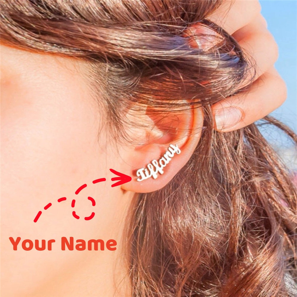 Custom Name Stud Earrings For Women Girl Stainless Steel Jewelry Personalized Nameplate Earrings Daily Wearing Accessories