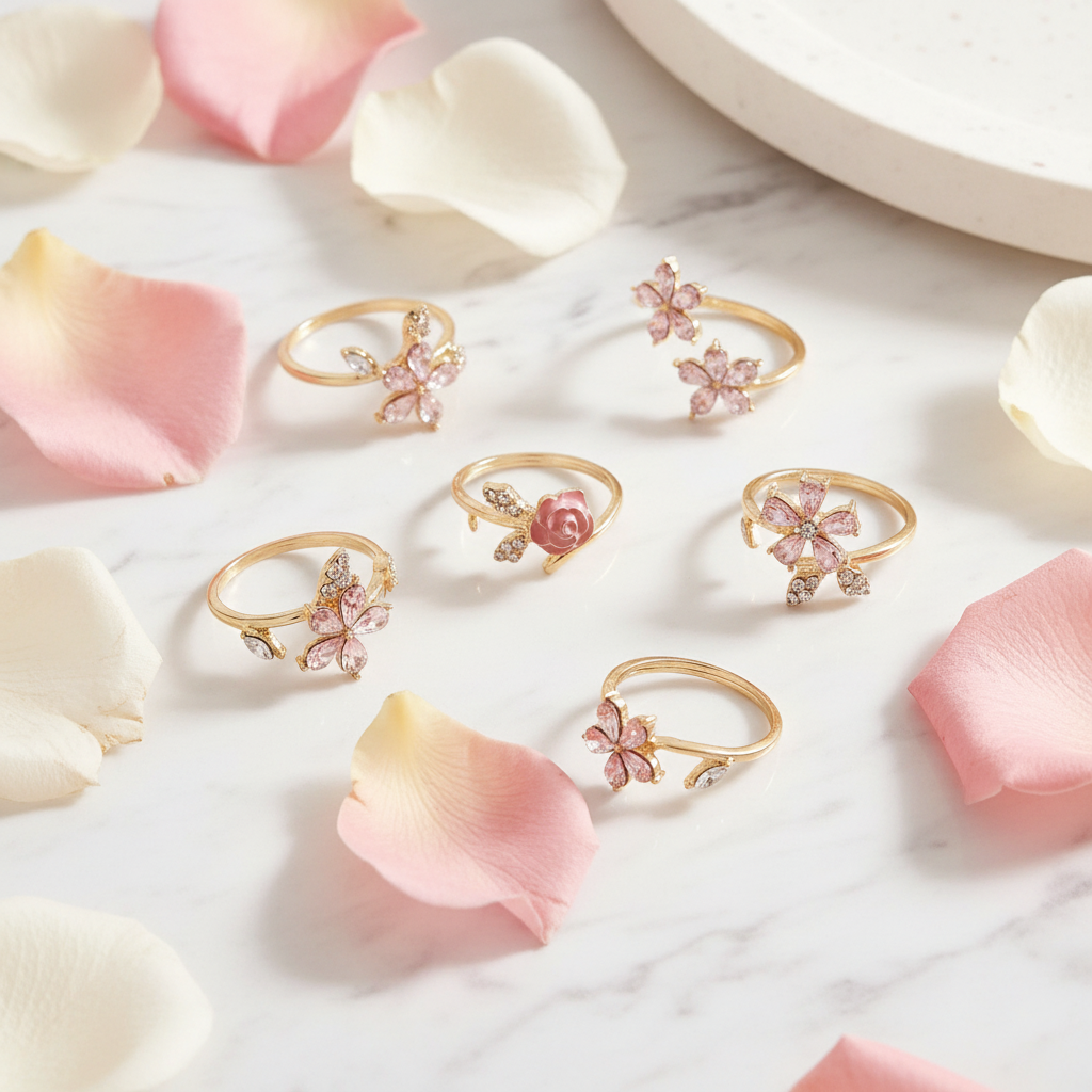 Floral Crystal Rings