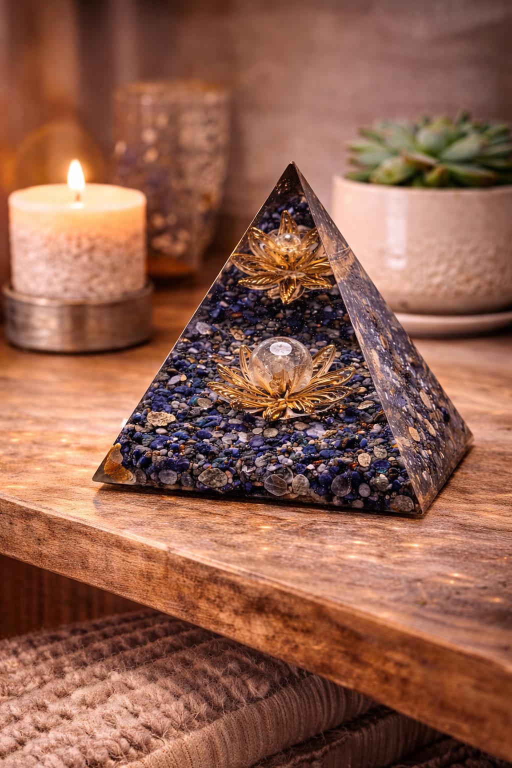 Lapis Lazuli Orgonite Pyramid – Clear Communication & Mental Clarity