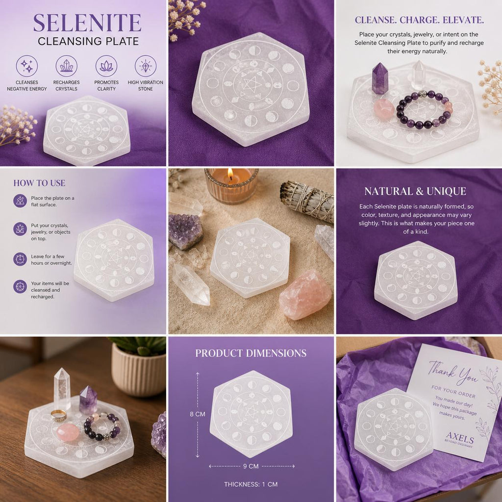 Selenite Charging Plate – Cleanse & Recharge Your Crystals 🤍✨