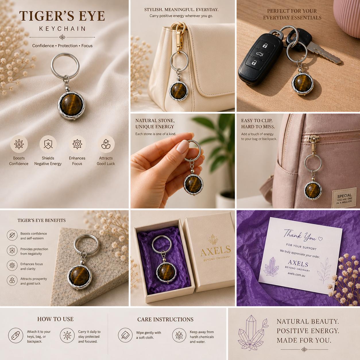 Tiger Eye Keychain 🐅✨Courage • Protection • Confidence